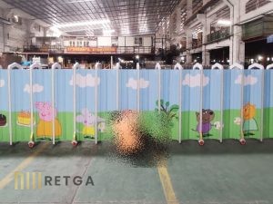 Motorized Aluminium Retractable Gate with Customize Advertisement Cover Plate (2)