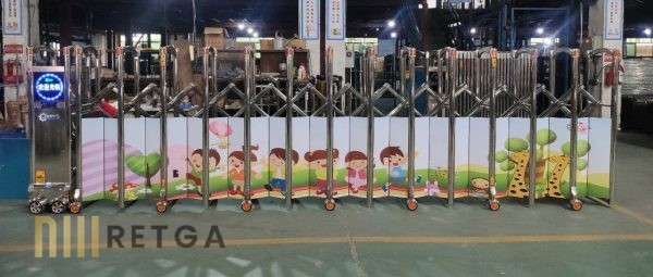 Motorized Stainless Steel 304 Retractable Gate with Customize Advertisement Cover Plate (3) - Image 3
