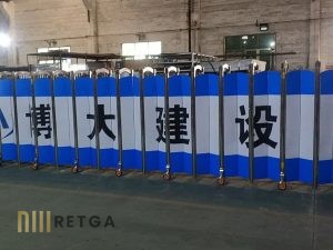 Motorized Stainless Steel 304 Retractable Gate with Customize Advertisement Cover Plate (2)