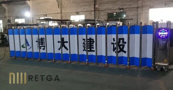 Motorized Stainless Steel 304 Retractable Gate with Customize Advertisement Cover Plate (2)