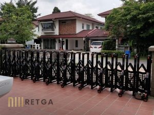 Manual Aluminium Retractable Gate with Perforated Sheet (Black Colour)