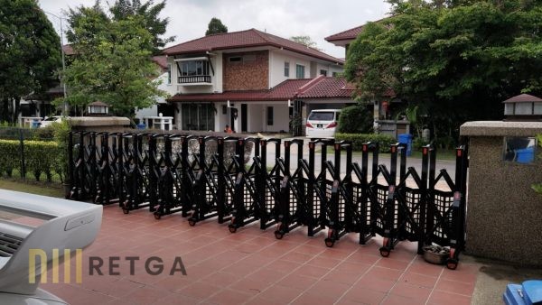 Manual Aluminium Retractable Gate with Perforated Sheet (Black Colour)