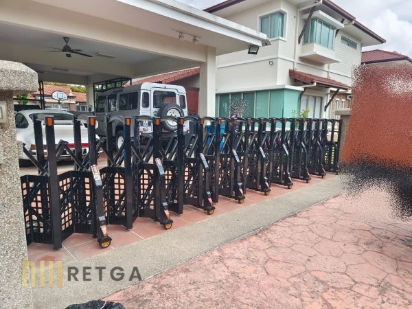 Manual Aluminium Retractable Gate with Perforated Sheet (Black Colour) - Image 2